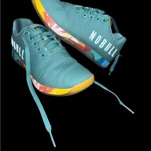 NOBULL Teal Trainers with Multicolor Soles